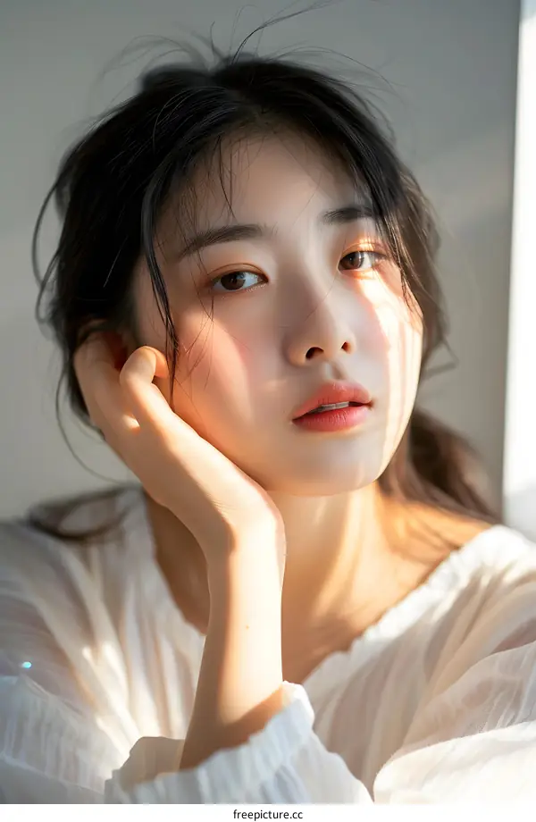Young Asian Woman Portrait in Soft Lighting