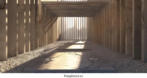 Modern Minimalist Architectural Design with Wooden Beams and Concrete Walls