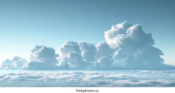 Stunning Cumulus Clouds Dominating Blue Sky