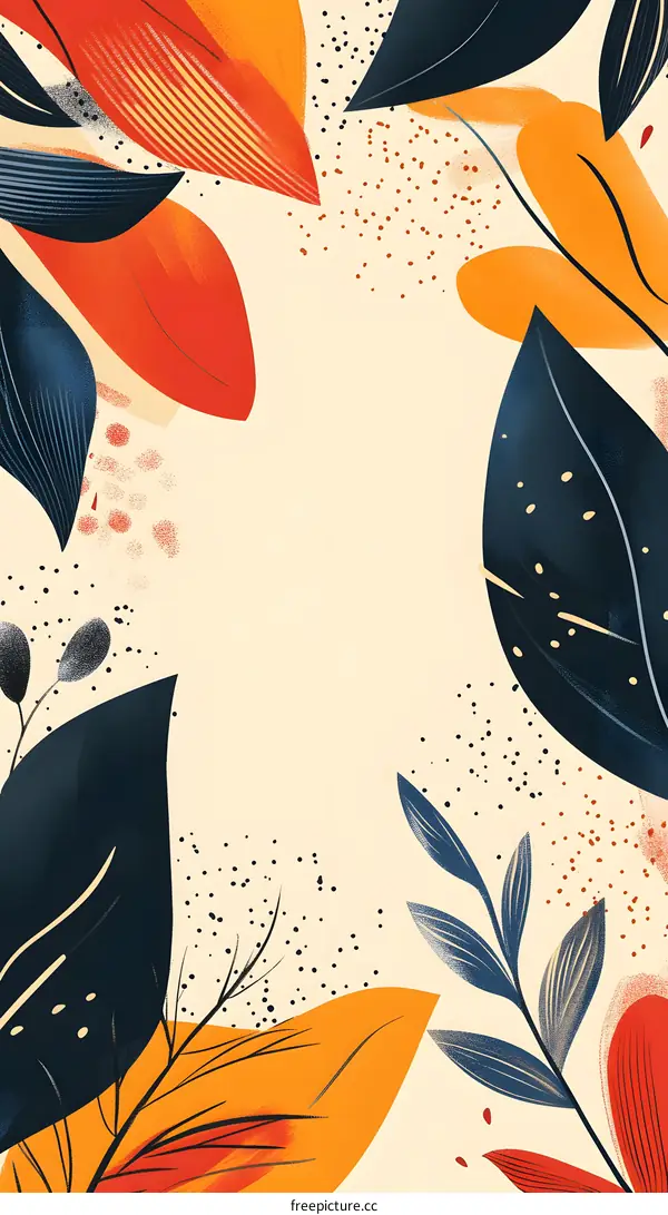 Abstract Autumn Leaves Border with White Space