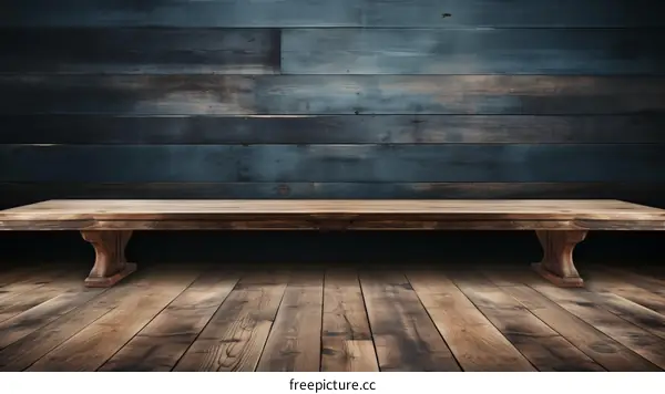 Rustic wooden table against a dark wood background