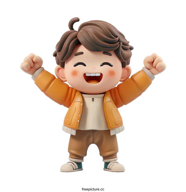 [Transparent Background PNG]Happy Boy Character 3D Illustration