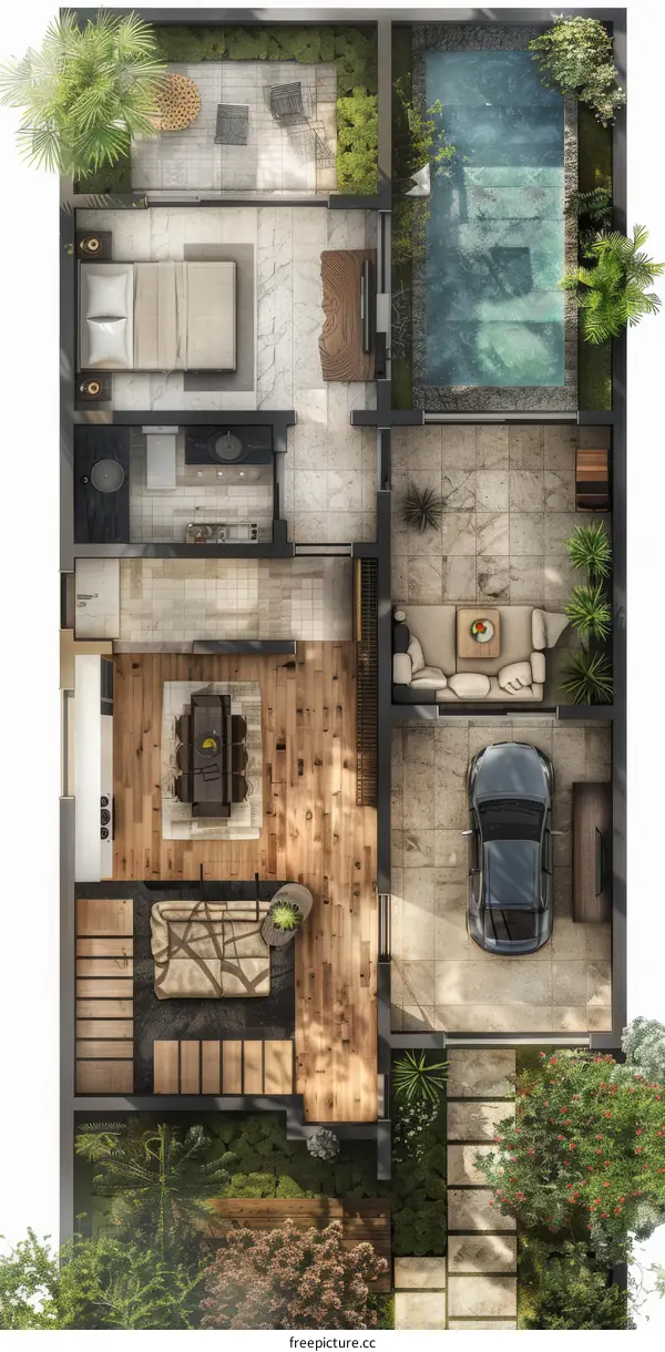 Modern House Floor Plan Design Illustration