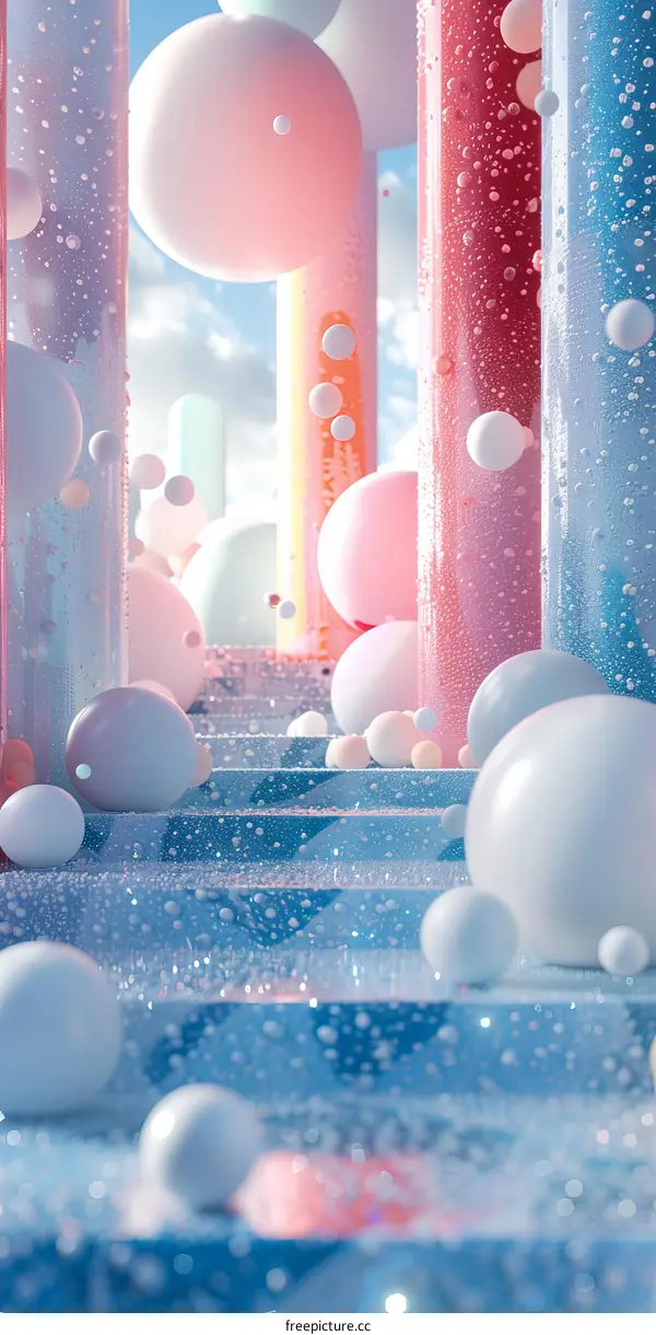 Abstract Pastel Balls and Columns