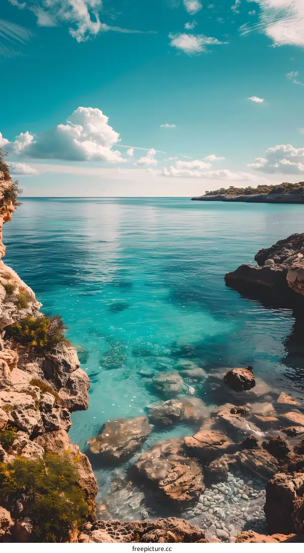 Clear Blue Water and Rocks on a Sunny Day