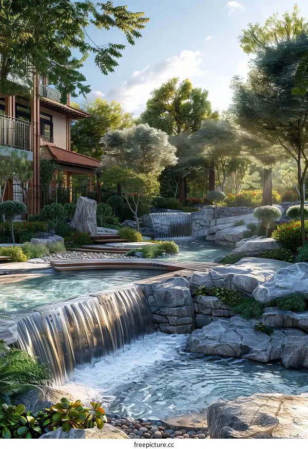 Tranquil Chinese Courtyard Landscape