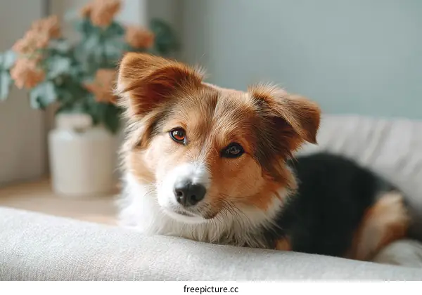Adorable Dog Posing on a Sofa