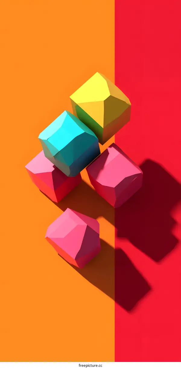 Abstract Colorful Geometric Shapes on Split Background
