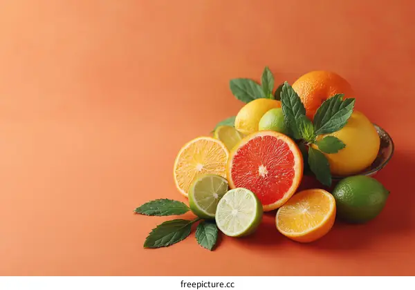 Assortment of Colorful Citrus Fruits Display