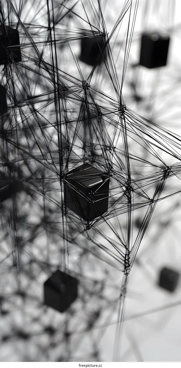 Black Cubes and Lines Abstract Design