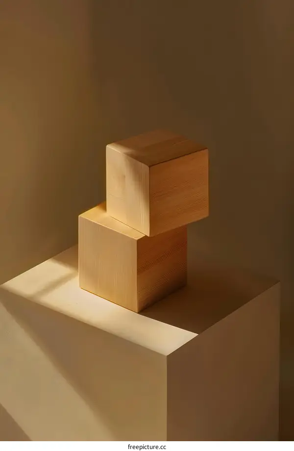 Wooden Cubes Abstract Minimalist Still Life Photography