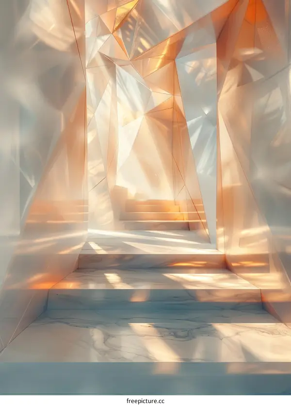 Futuristic Corridor with Parametric Walls and Marble Floor