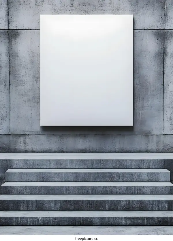 Blank Canvas on Concrete Wall with Concrete Stairs