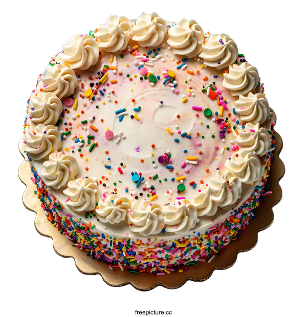 [Transparent Background PNG]Festive Funfetti Cake with Sprinkles