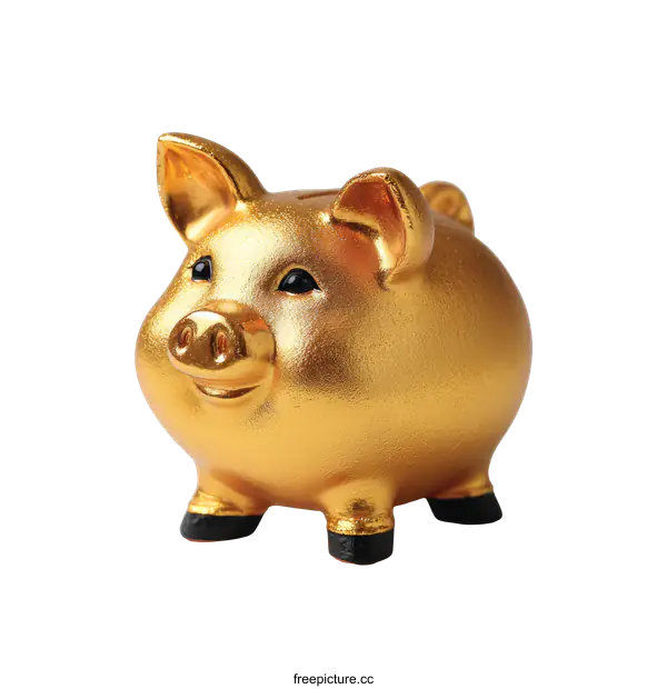 [Transparent Background PNG]Golden Piggy Bank Savings Illustration