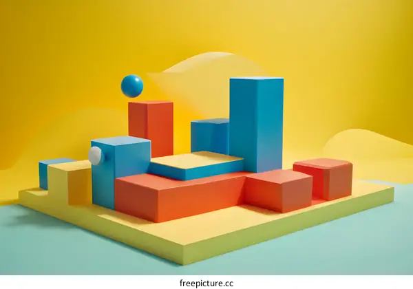 Abstract Colorful 3D Geometric Shapes