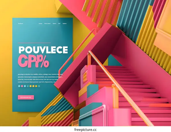 Abstract Stairs 3D Render Illustration Design