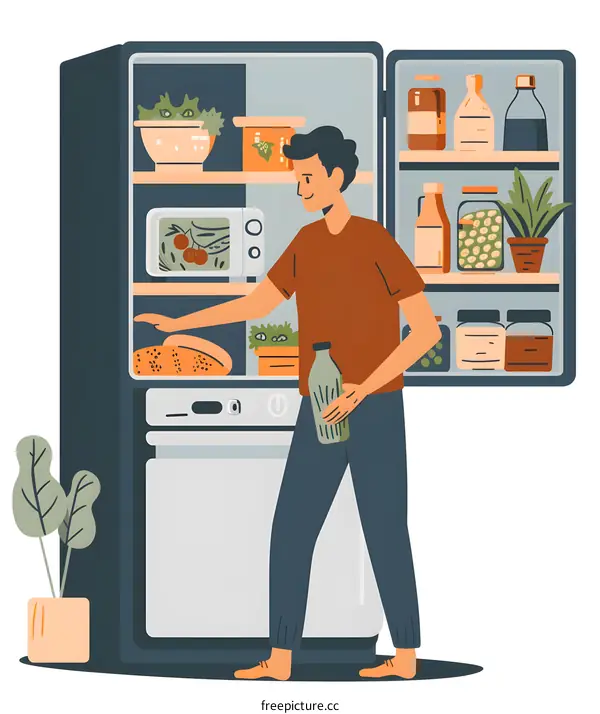 Man Opening Refrigerator Full of Food