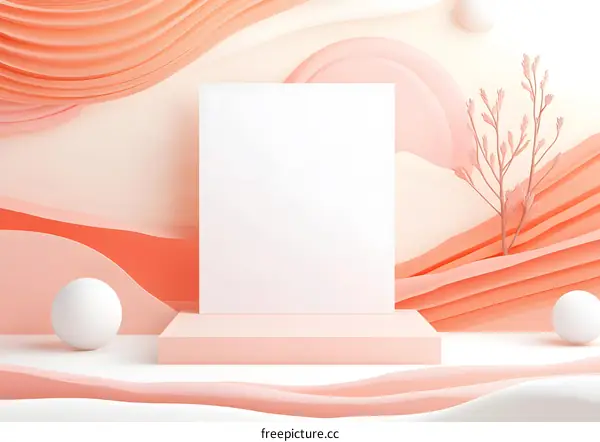 Abstract Minimalist 3D Background with White Paper