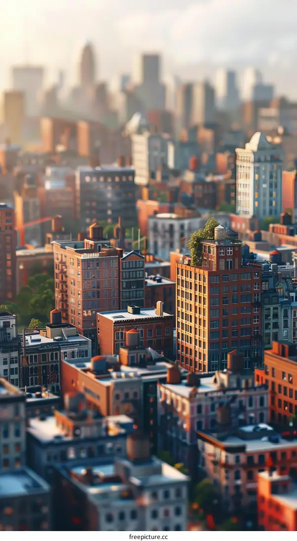 Detailed Miniature City Model with Buildings