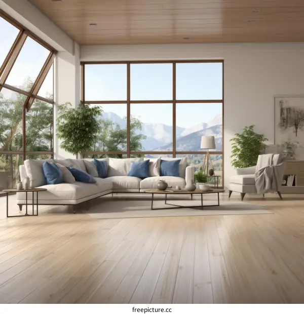 Modern Living Room with Mountain Views