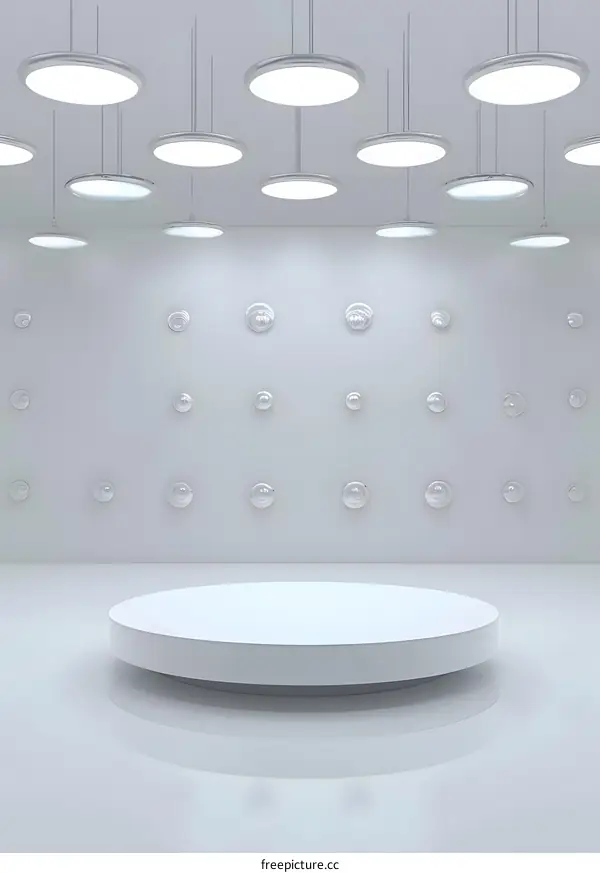 White Modern Minimalist Empty Platform  Interior Design