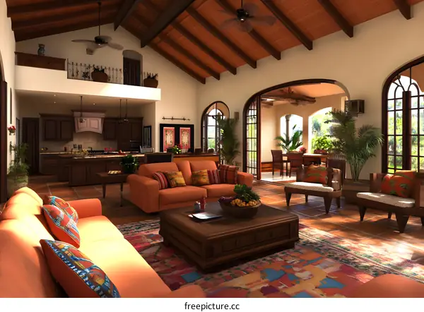 Modern Spanish Style Living Room Interior Design