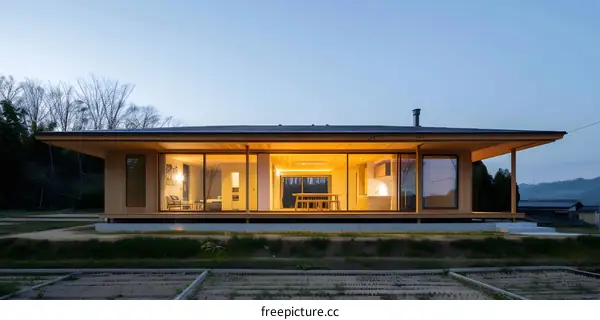 Modern Wooden House with Large Windows in Japan
