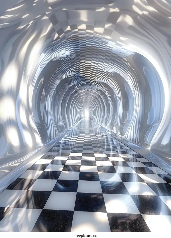 Black and White Checkered Floor Tunnel