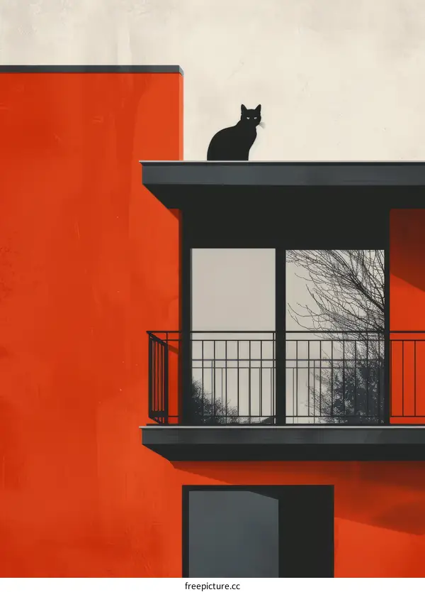 black cat on the roof of a building