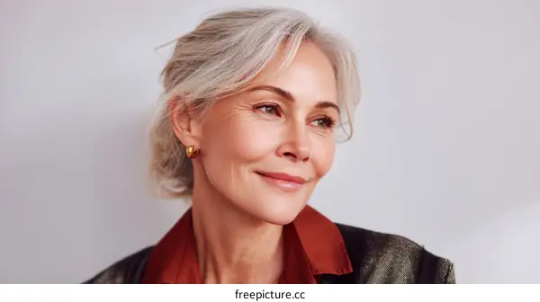 Elegant Senior Woman Portrait with Thoughtful Expression