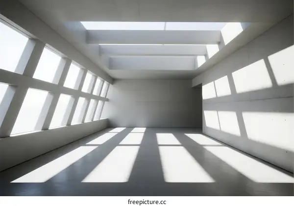 Bright and Minimalist Interior Space with Large Windows and Sunlight