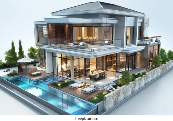 Modern Resort Villa with Pool & Courtyard