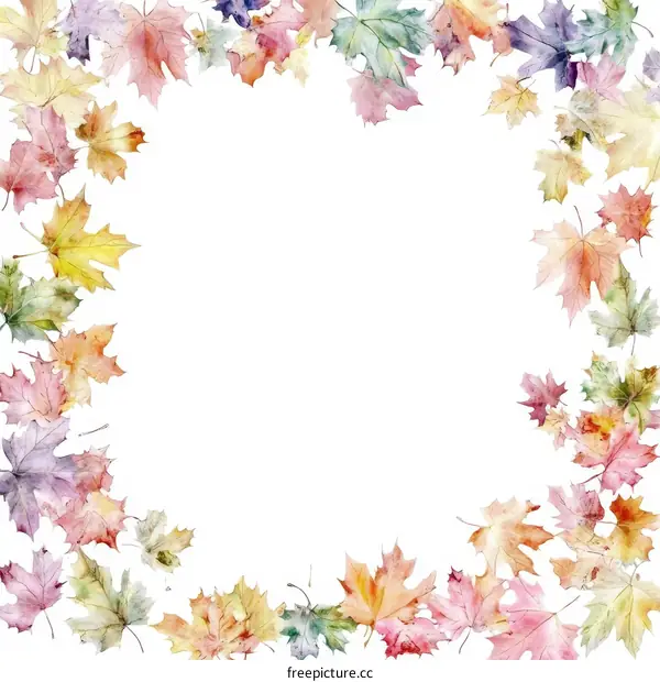 Autumn Leaves Watercolor Border Design