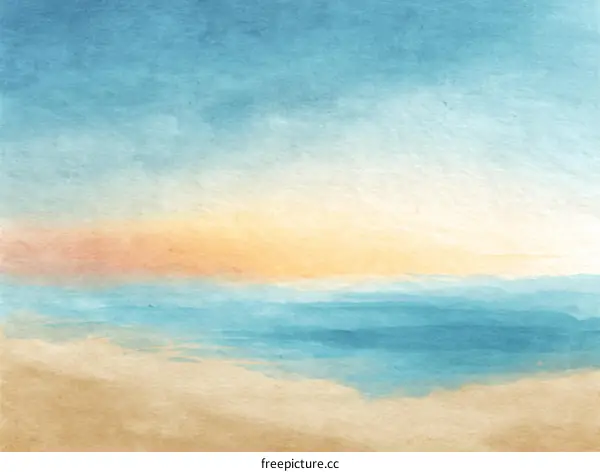 Watercolor Painting of a Peaceful Coastal Scene