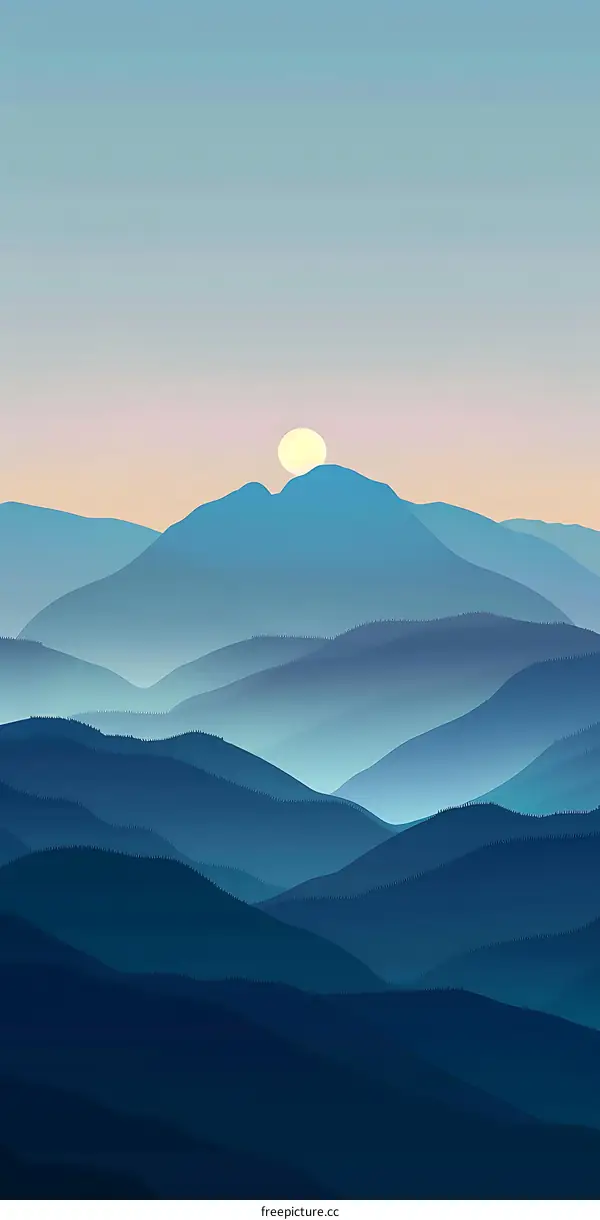 Blue Mountains Sunset Landscape Illustration