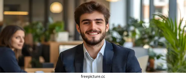 Smiling Businessman In Modern Office
