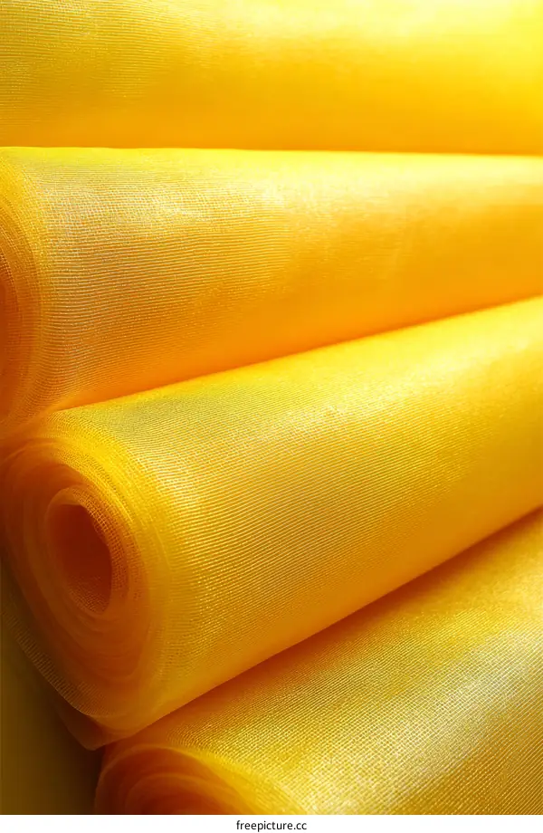 Rolled Yellow Fabric Texture Closeup