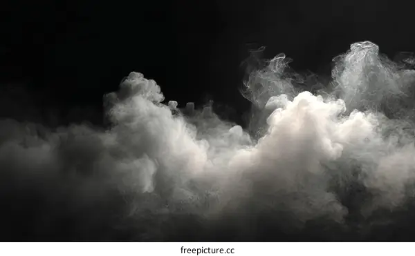 Abstract Smoke Clouds Against Black Background