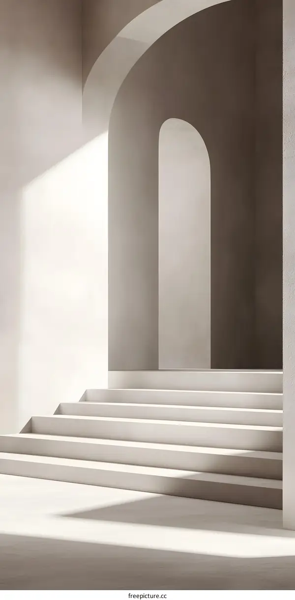 Minimalist Concrete Architecture With Archways and Staircase