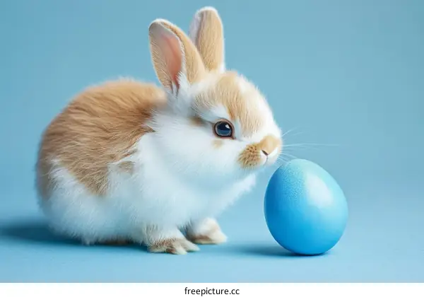 Adorable Easter Bunny with Pastel Blue Egg