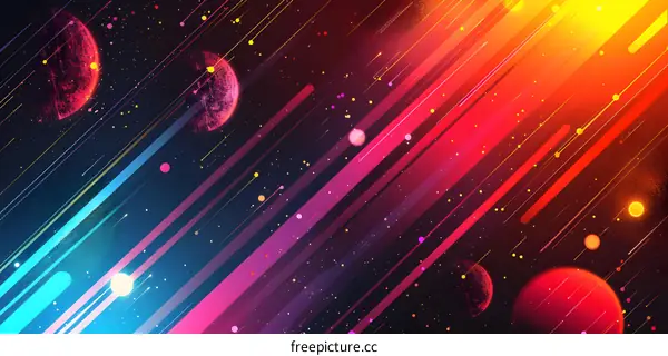 Colorful shooting stars in space