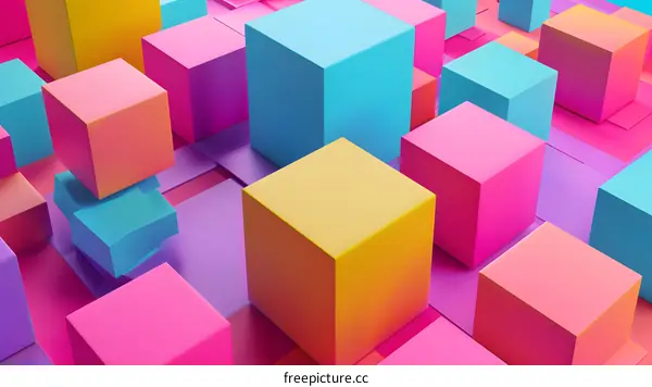 Abstract 3D Colorful Cubes Background