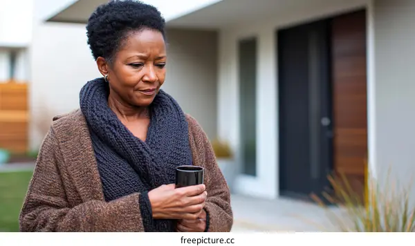 Woman Outdoors Holding a Cup