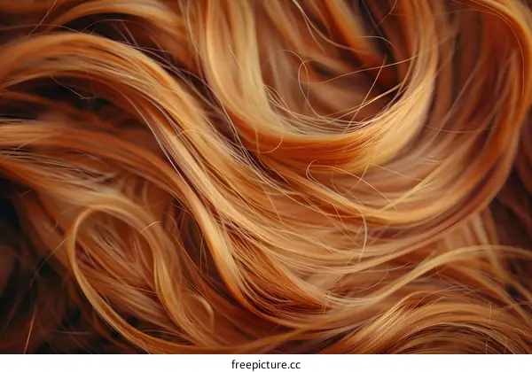 Close up of red curly hair texture