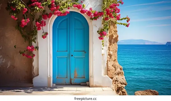 Blue Door in Santorini
