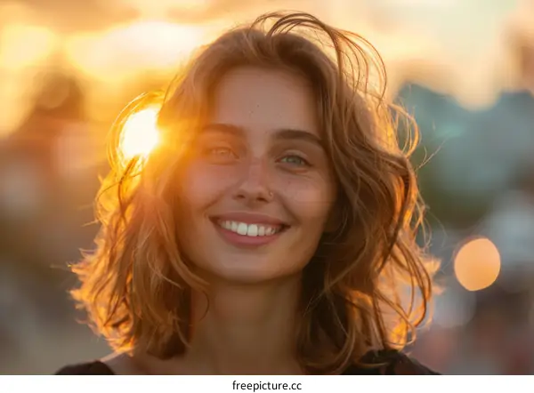 portrait of a smiling woman with freckles