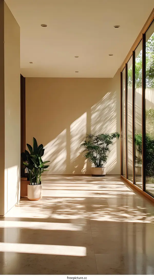 Sunlight Streaming Through Windows in Modern Home Interior
