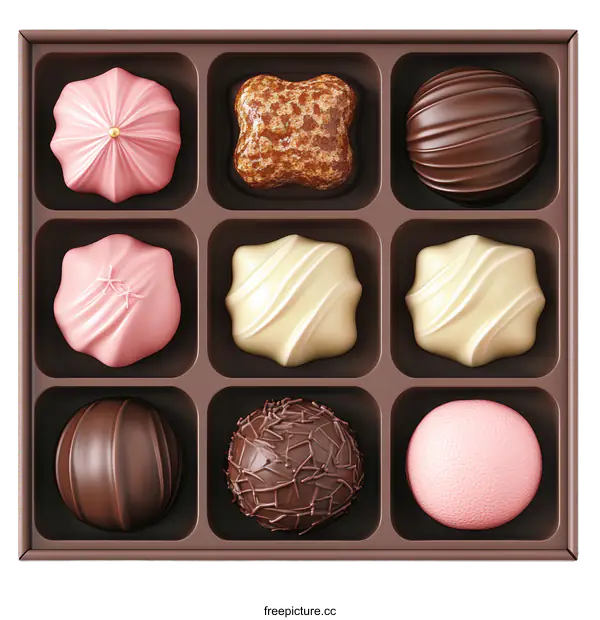 [Transparent Background PNG]Assorted Chocolate Candies in a Box