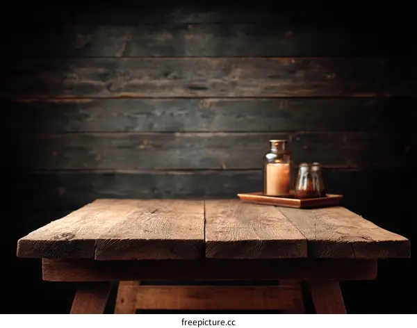 Rustic Wooden Table Top with Dark Background